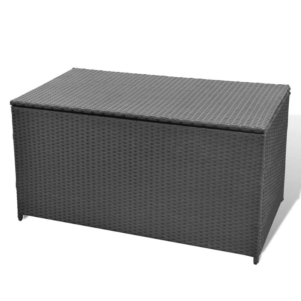 Boîte de rangement de jardin Noir 120x50x60 cm Résine tressée