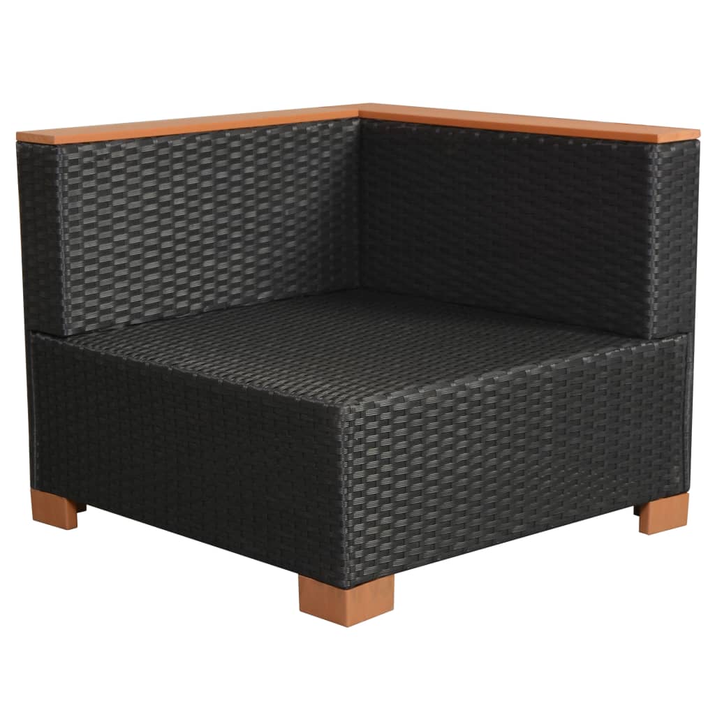 Salon de jardin 6 pcs avec coussins Résine tressée Noir