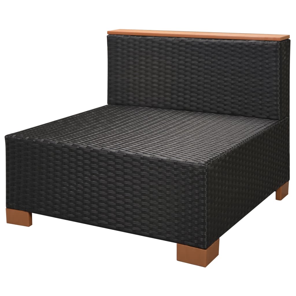 Salon de jardin 6 pcs avec coussins Résine tressée Noir