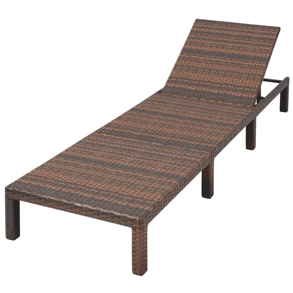 Chaise longue avec coussin Résine tressée Marron