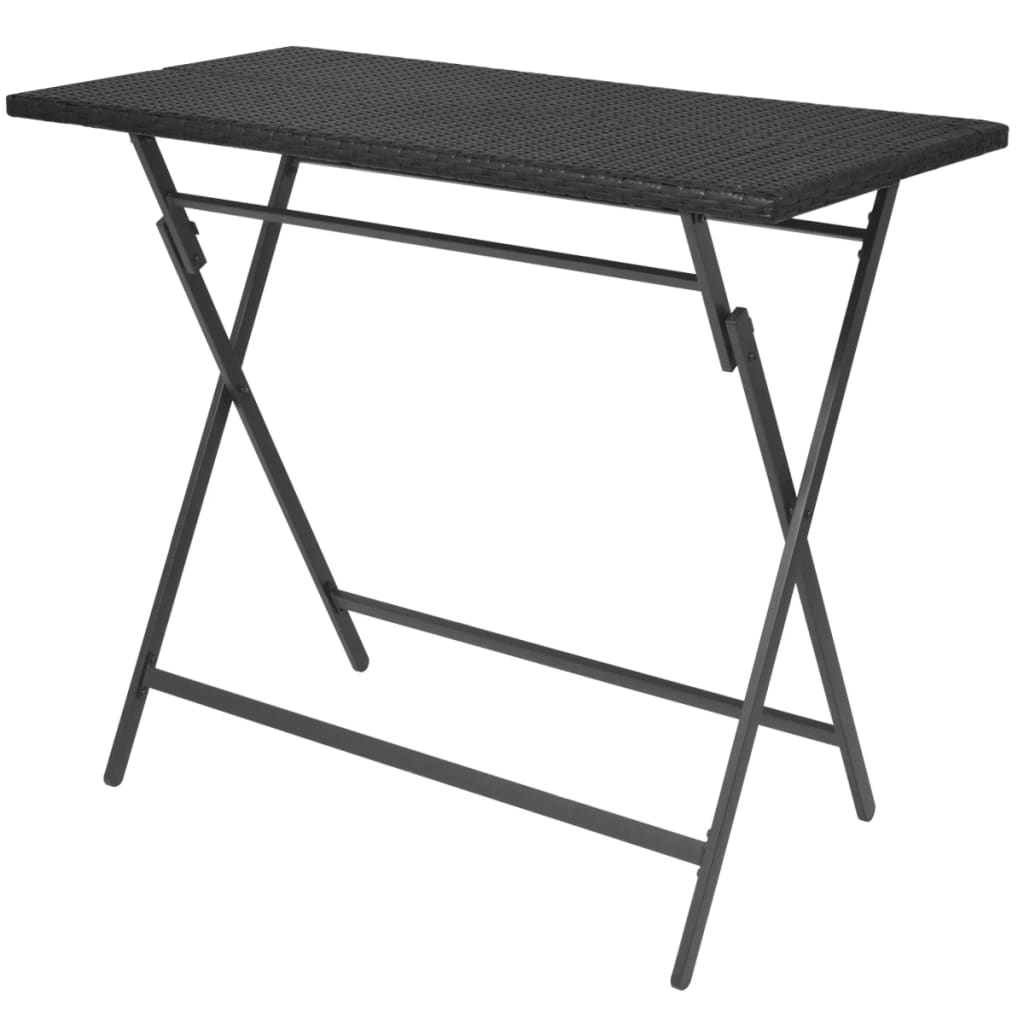 Mobilier à dîner pliable jardin 7 pcs Acier Résine tressée Noir