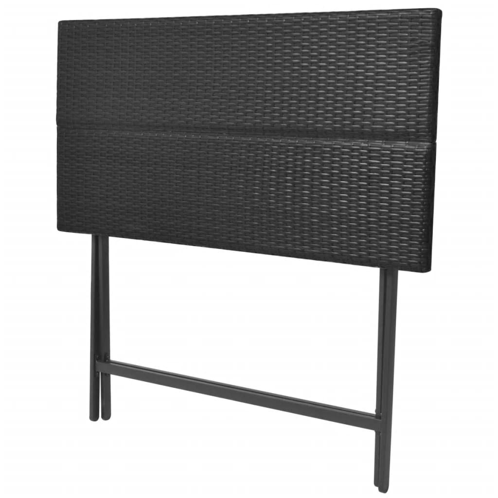 Mobilier à dîner pliable jardin 7 pcs Acier Résine tressée Noir