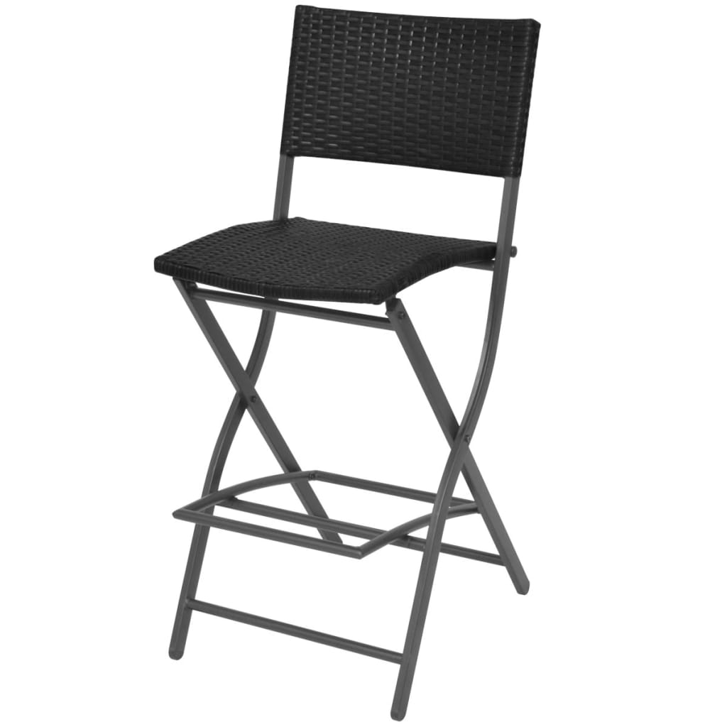 Mobilier à dîner pliable jardin 7 pcs Acier Résine tressée Noir