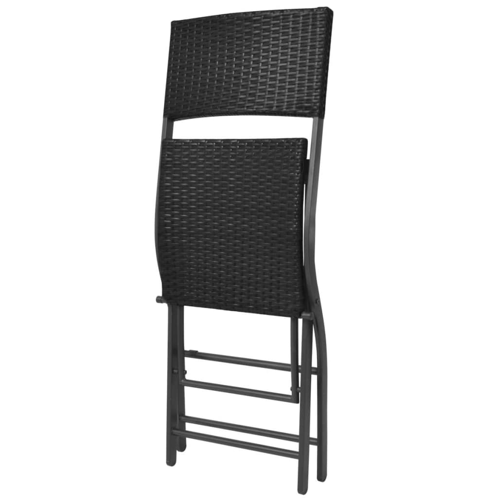 Mobilier à dîner pliable jardin 7 pcs Acier Résine tressée Noir