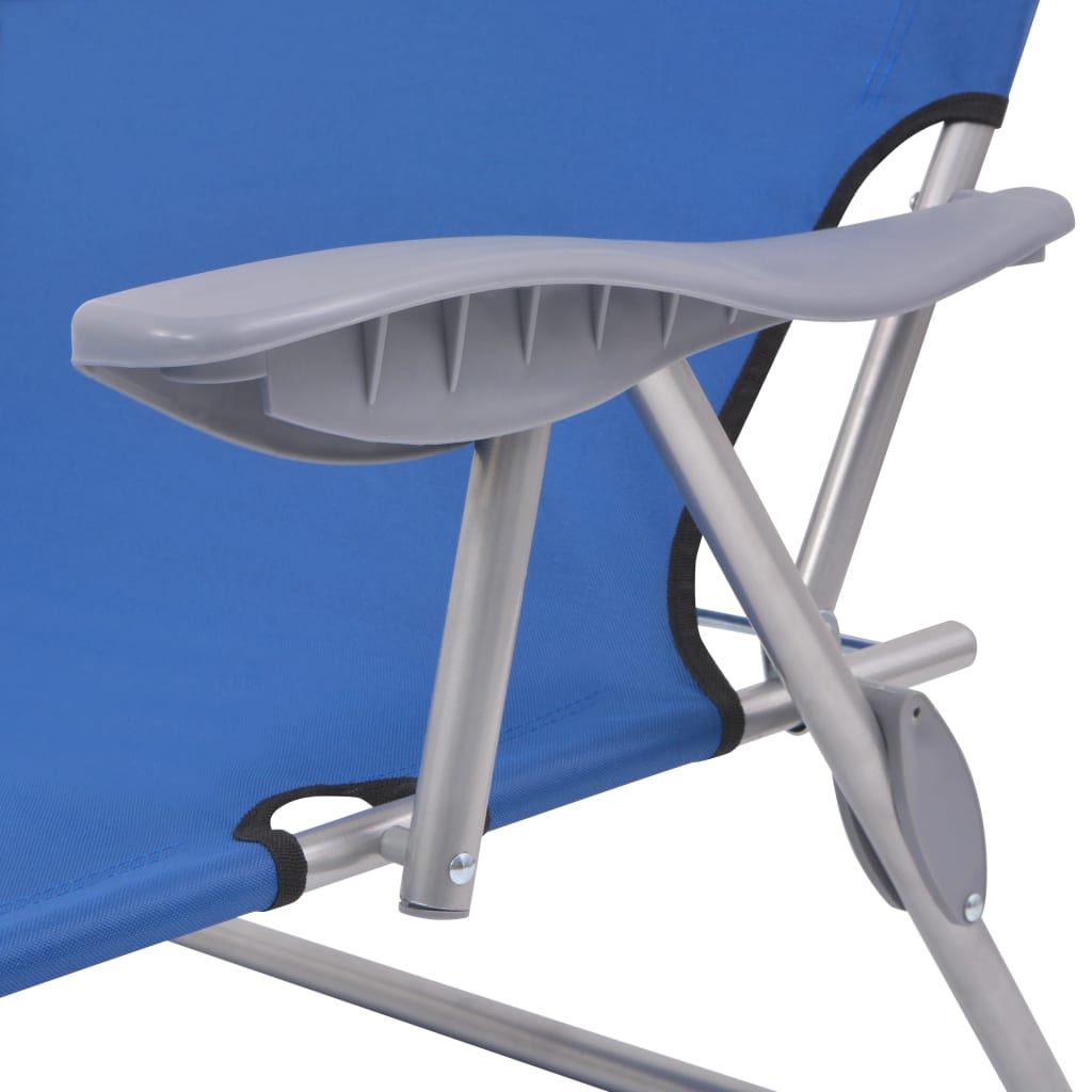Chaise longue avec auvent Acier Bleu