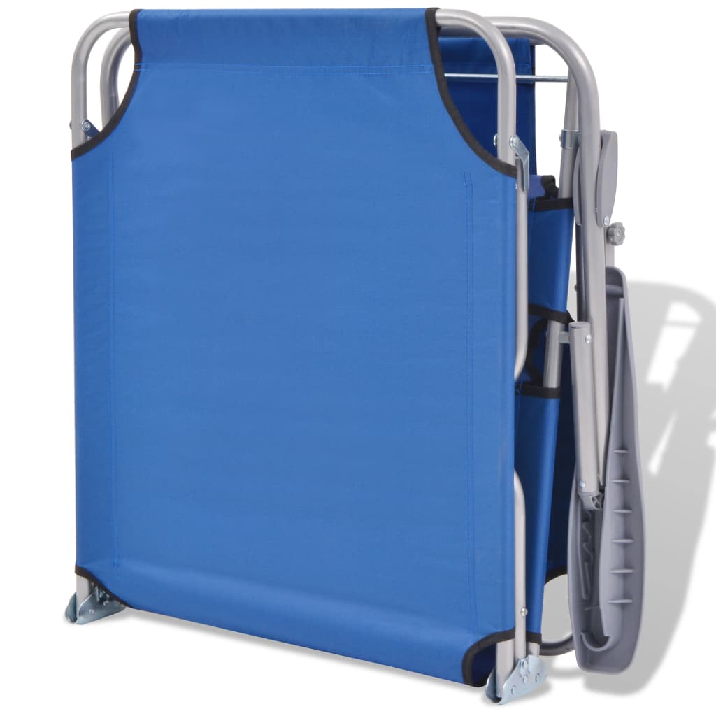 Chaise longue avec auvent Acier Bleu