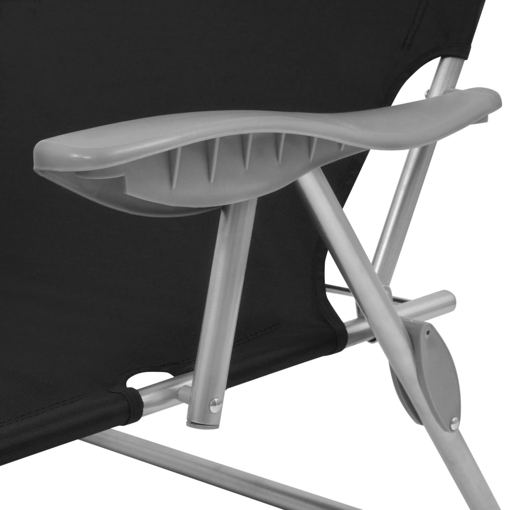 Chaise longue avec auvent Acier Noir