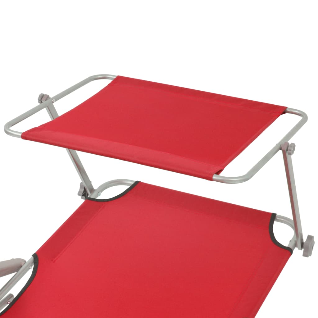 Chaise longue avec auvent Acier Rouge