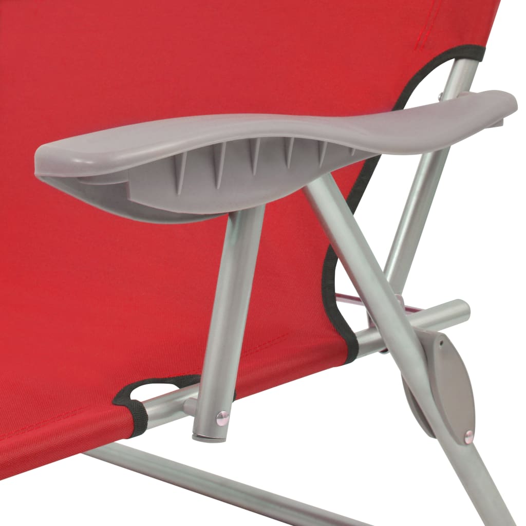 Chaise longue avec auvent Acier Rouge