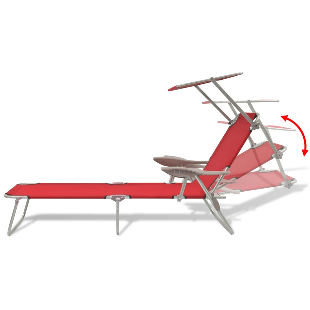 Chaise longue avec auvent Acier Rouge