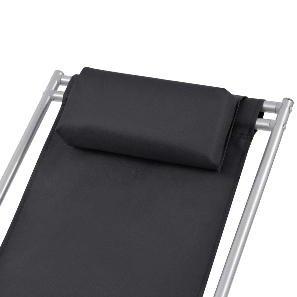 Chaises inclinables de terrasse 2 pcs Acier Noir