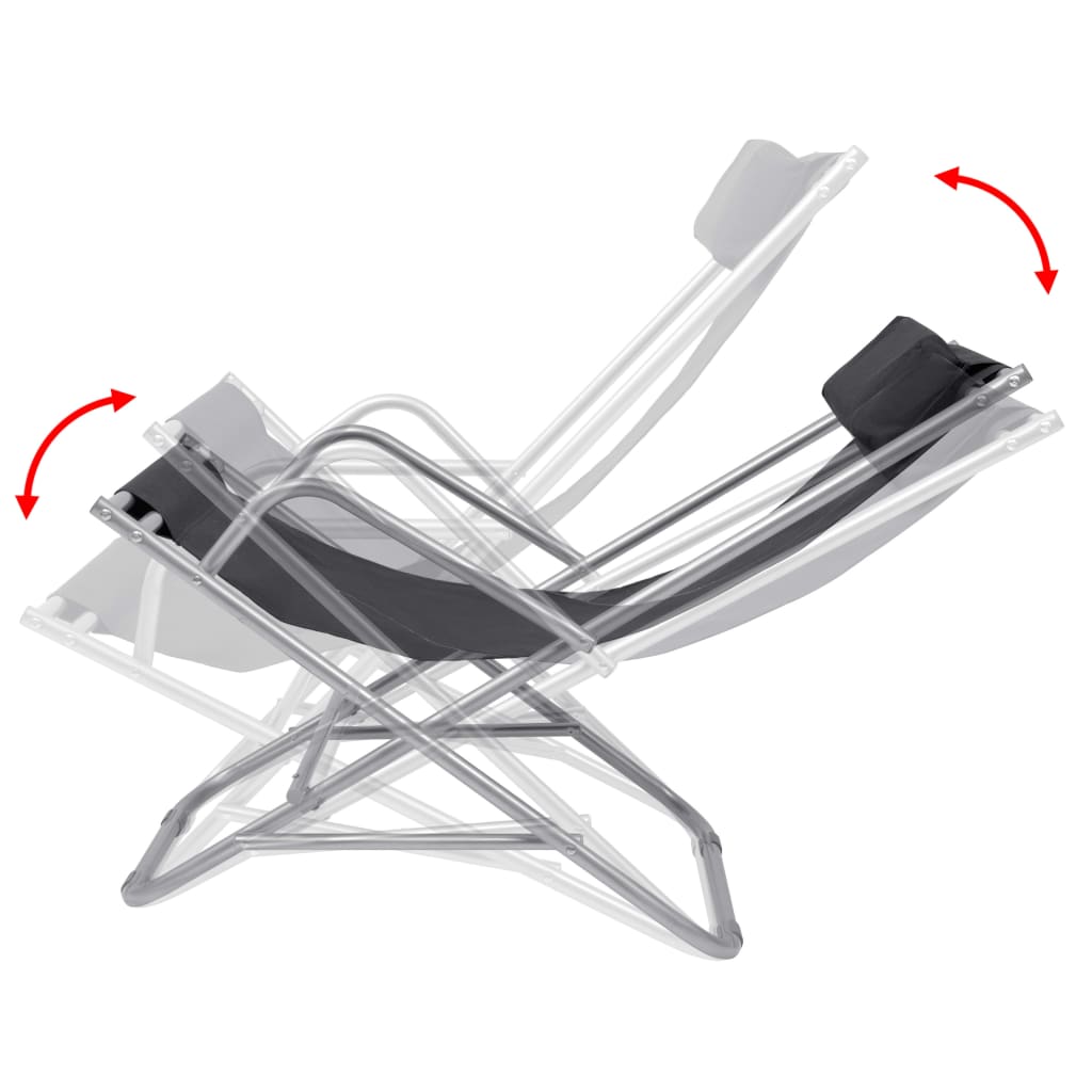 Chaises inclinables de terrasse 2 pcs Acier Noir