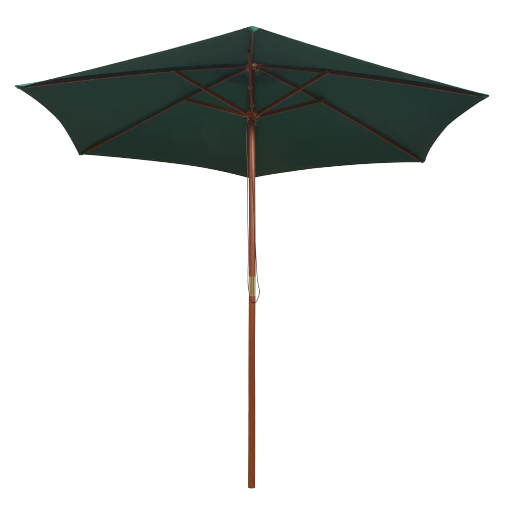 Parasol avec poteau en bois 270 x 270 cm Vert