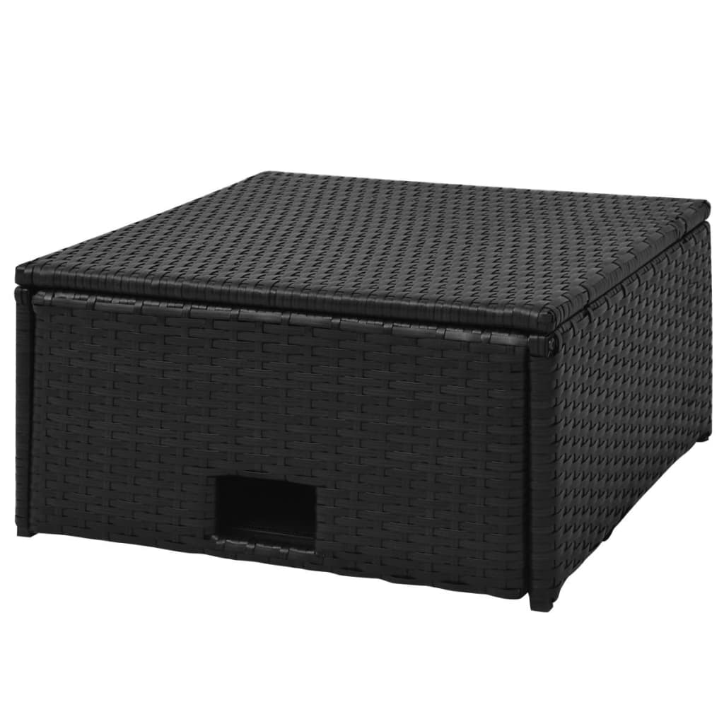 Salon de jardin 4 pcs avec coussins Résine tressée Noir