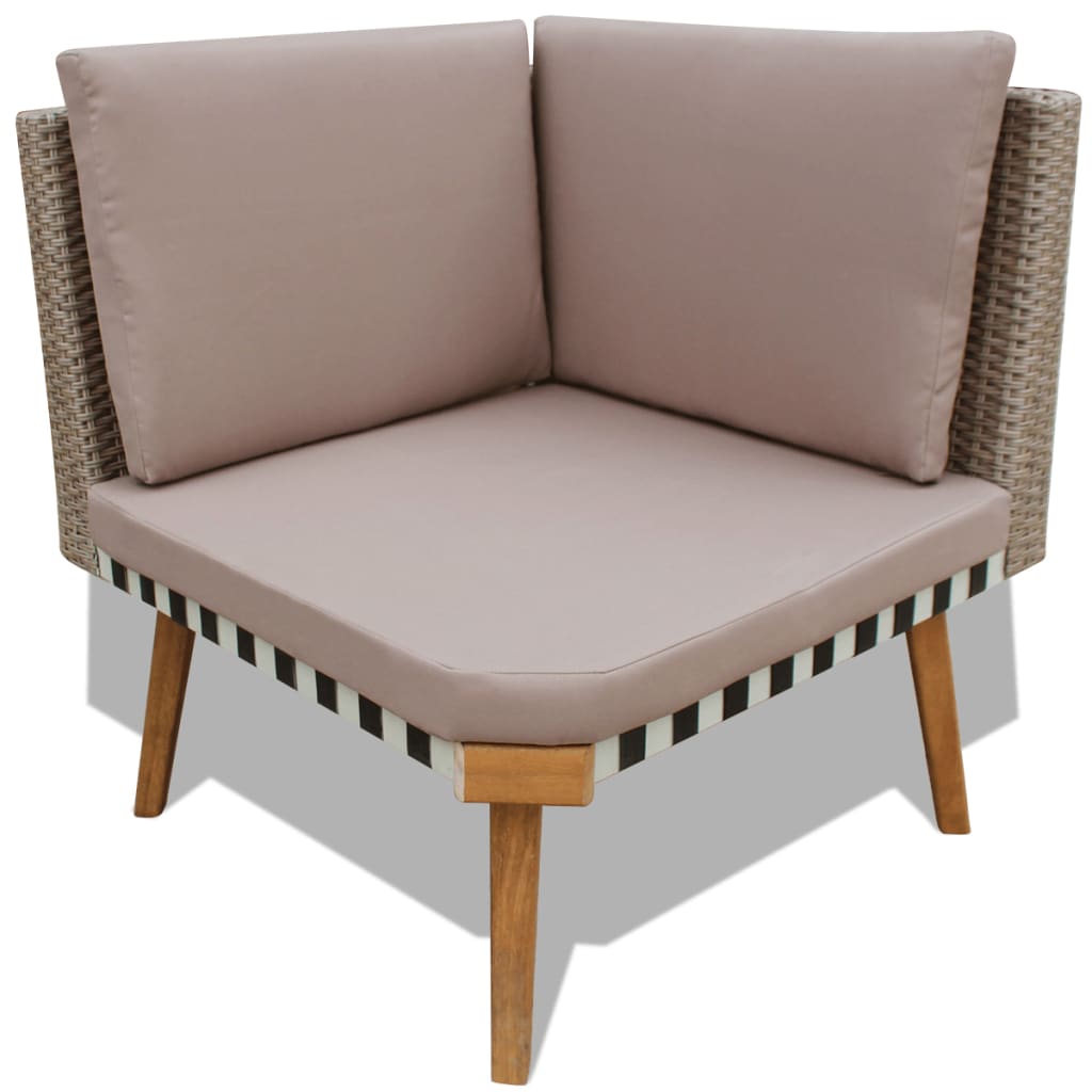 Salon de jardin 4 pcs avec coussins Résine tressée Gris