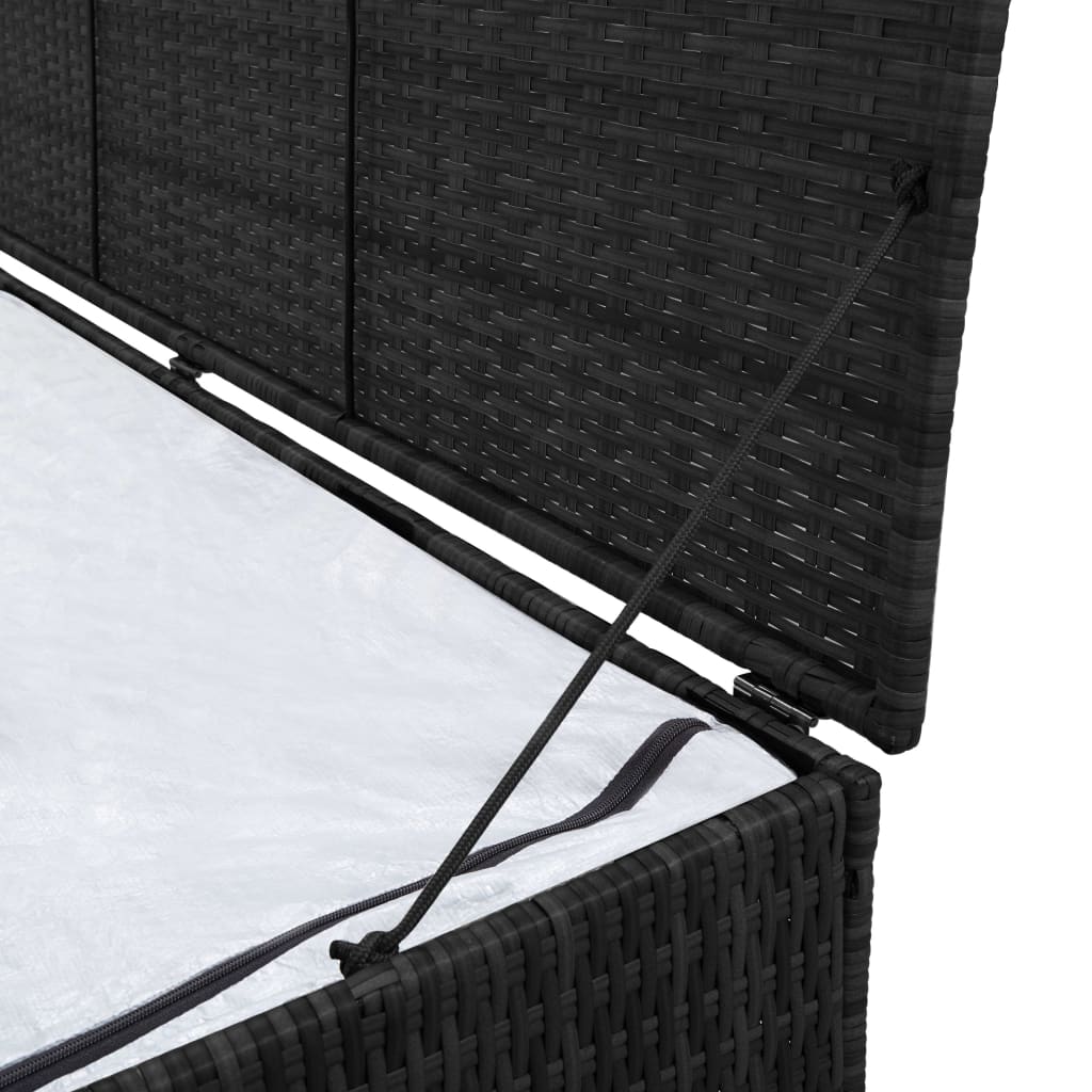 Boîte de rangement de jardin Noir 150x50x60 cm Résine tressée