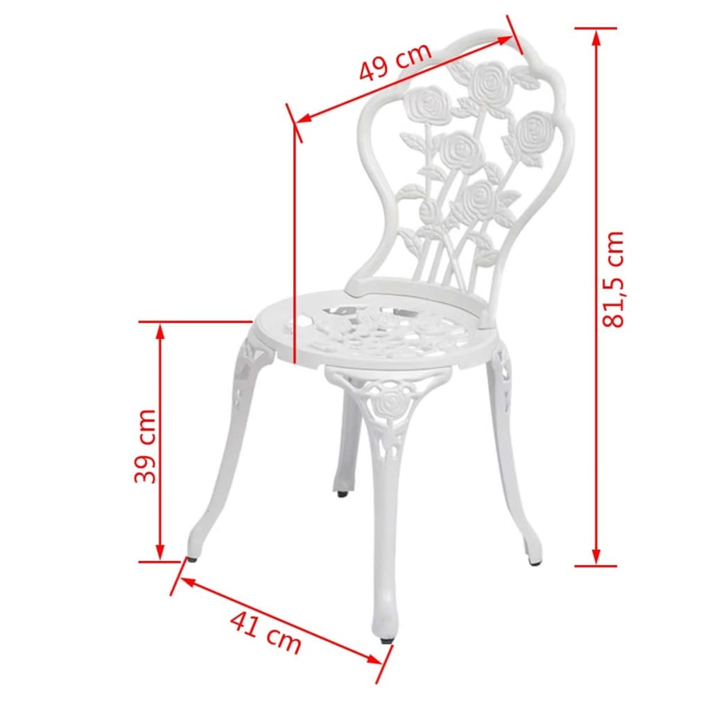 Chaises de bistro 2 pcs Aluminium coulé Blanc