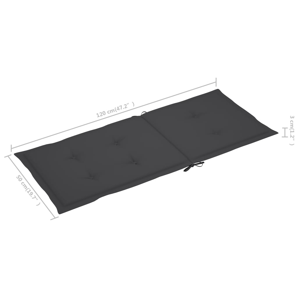 Coussin de chaise de jardin 4 pcs Anthracite 120 x 50 x 3 cm