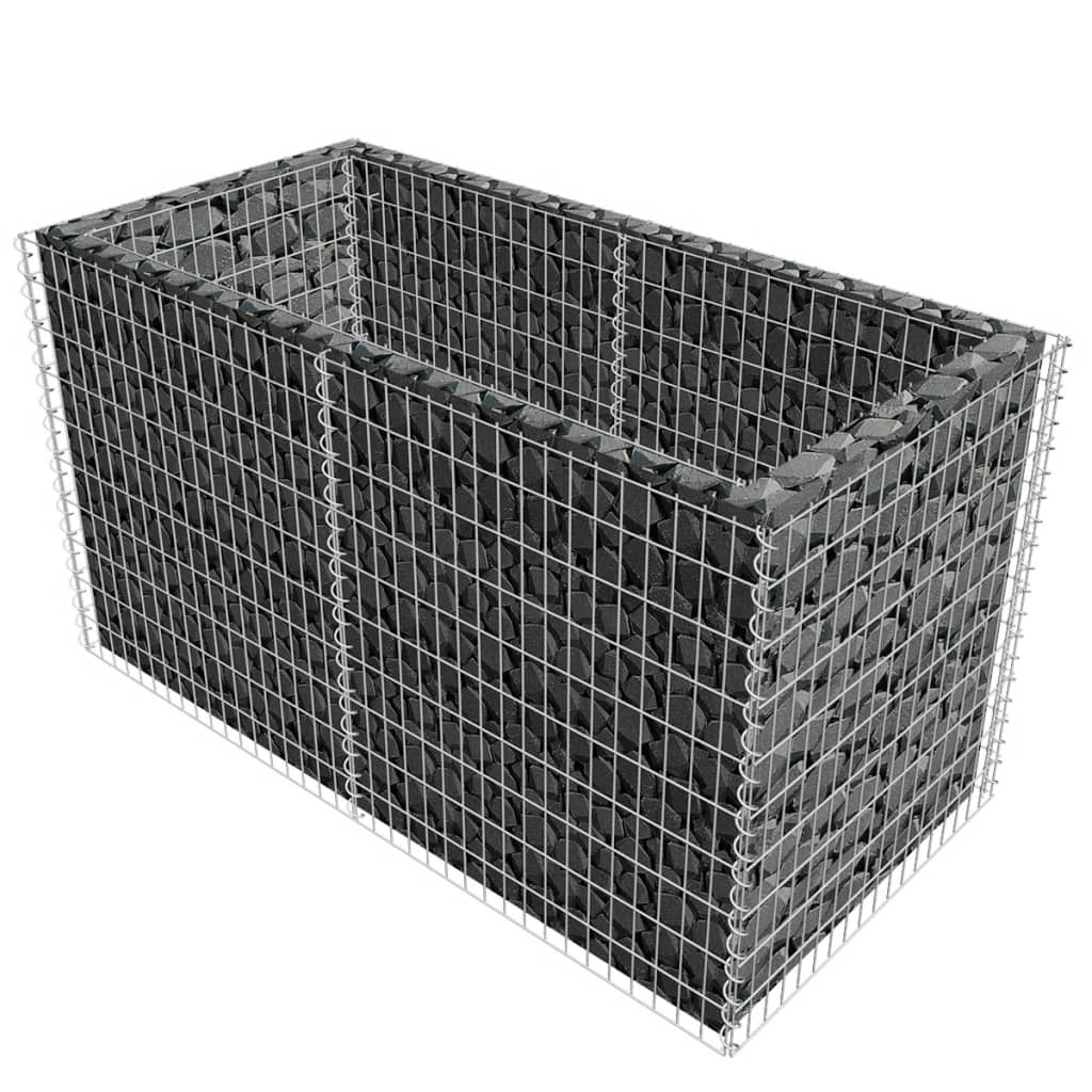 Lit surélevé à gabion Acier 180 x 90 x 100 cm Argenté