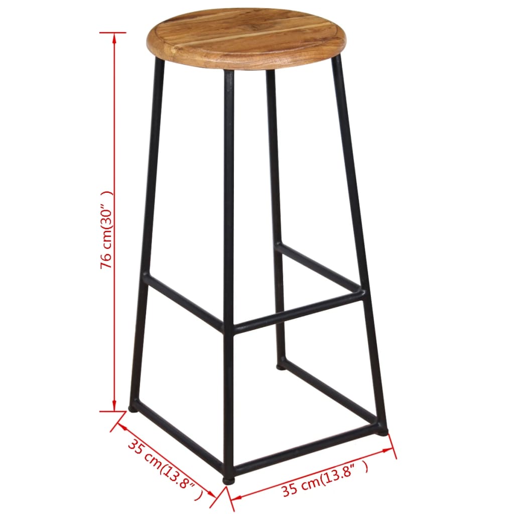 Tabourets de bar 2 pcs Bois de teck massif