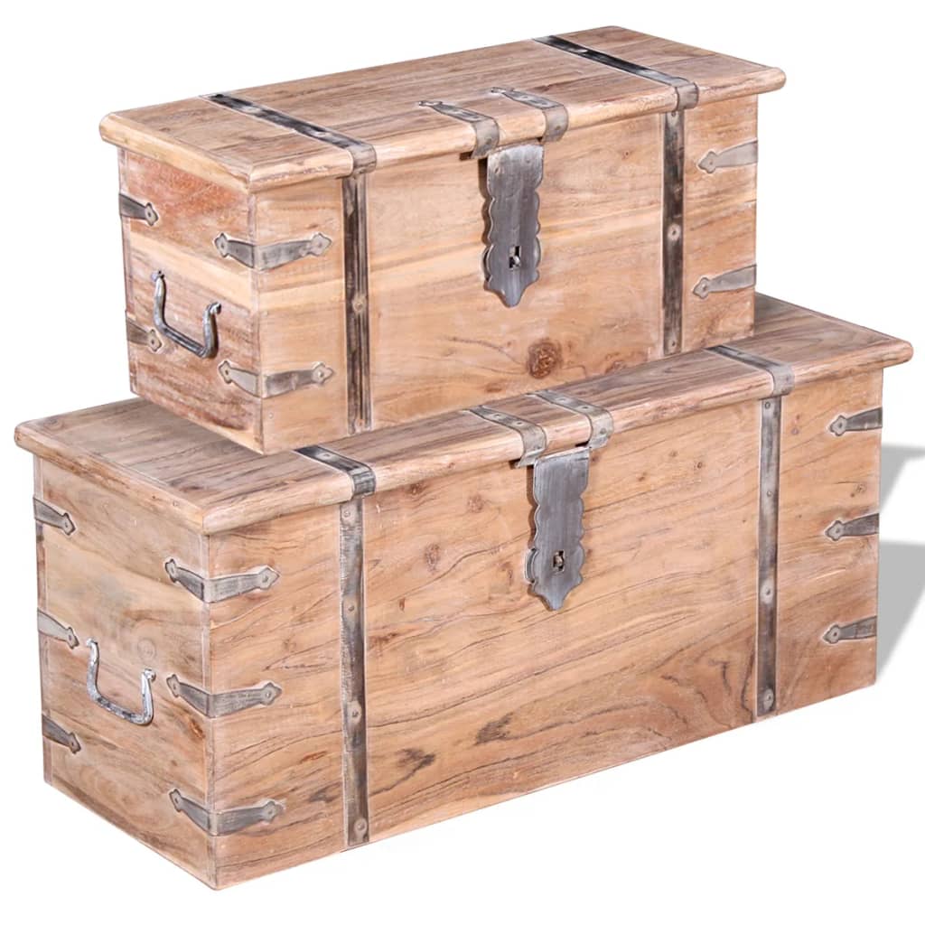 Ensemble de deux coffres de rangement Bois d'Acacia