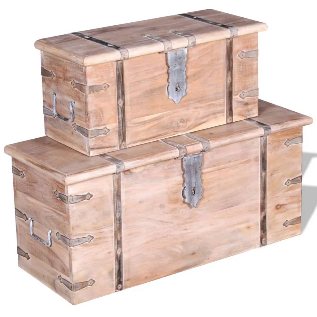 Ensemble de deux coffres de rangement Bois d'Acacia