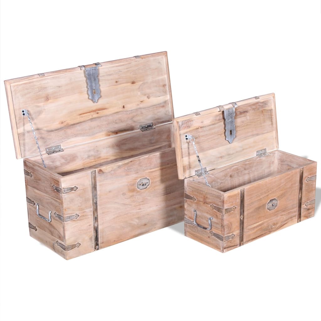 Ensemble de deux coffres de rangement Bois d'Acacia