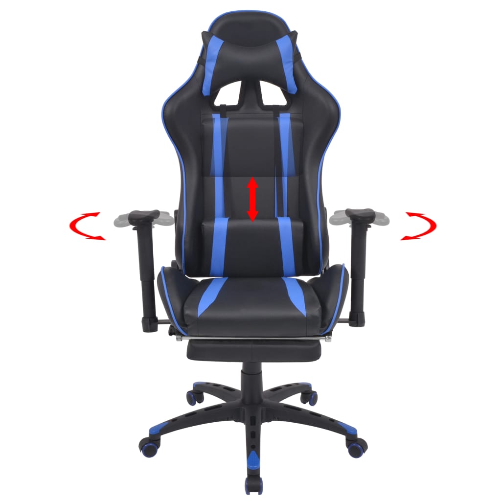 Chaise de bureau inclinable avec repose-pied Bleu