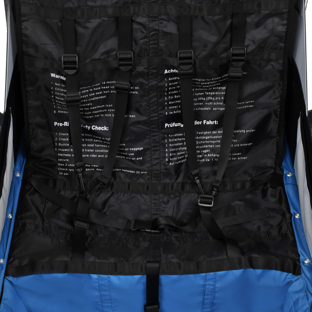 Remorque à vélo et poussette pour enfants 2-en-1 Bleu et gris