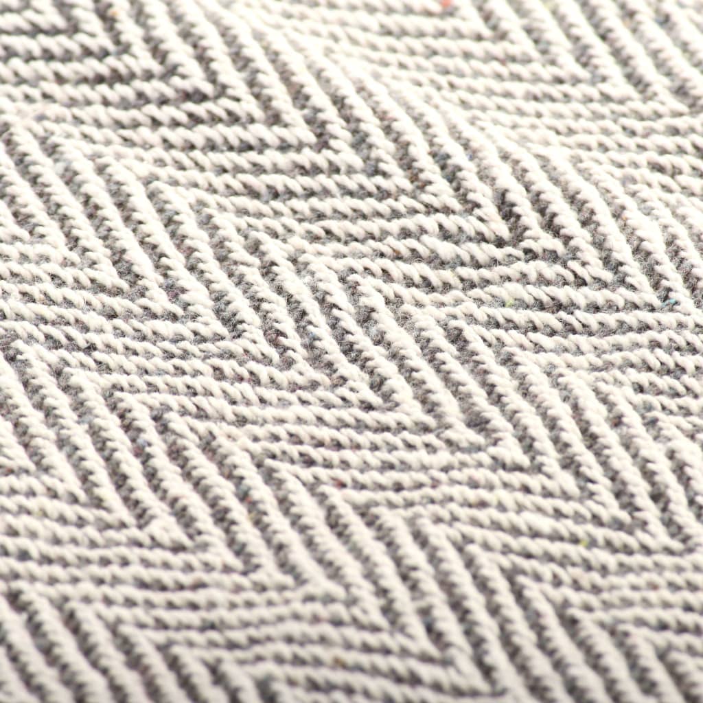 Couverture coton à chevrons 160 x 210 cm Gris