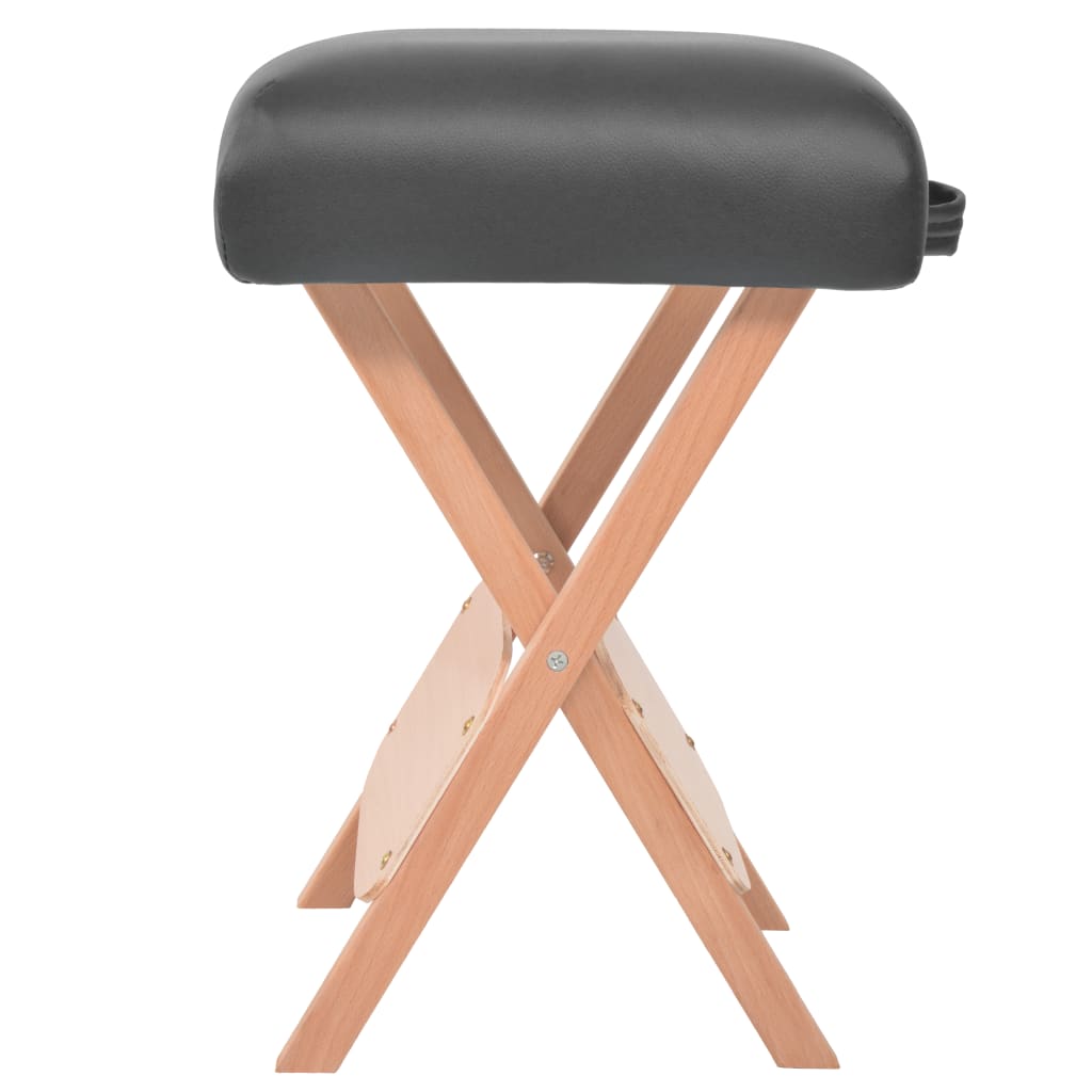 Tabouret de massage siège 12 cm d'épaisseur 2 traversins Noir