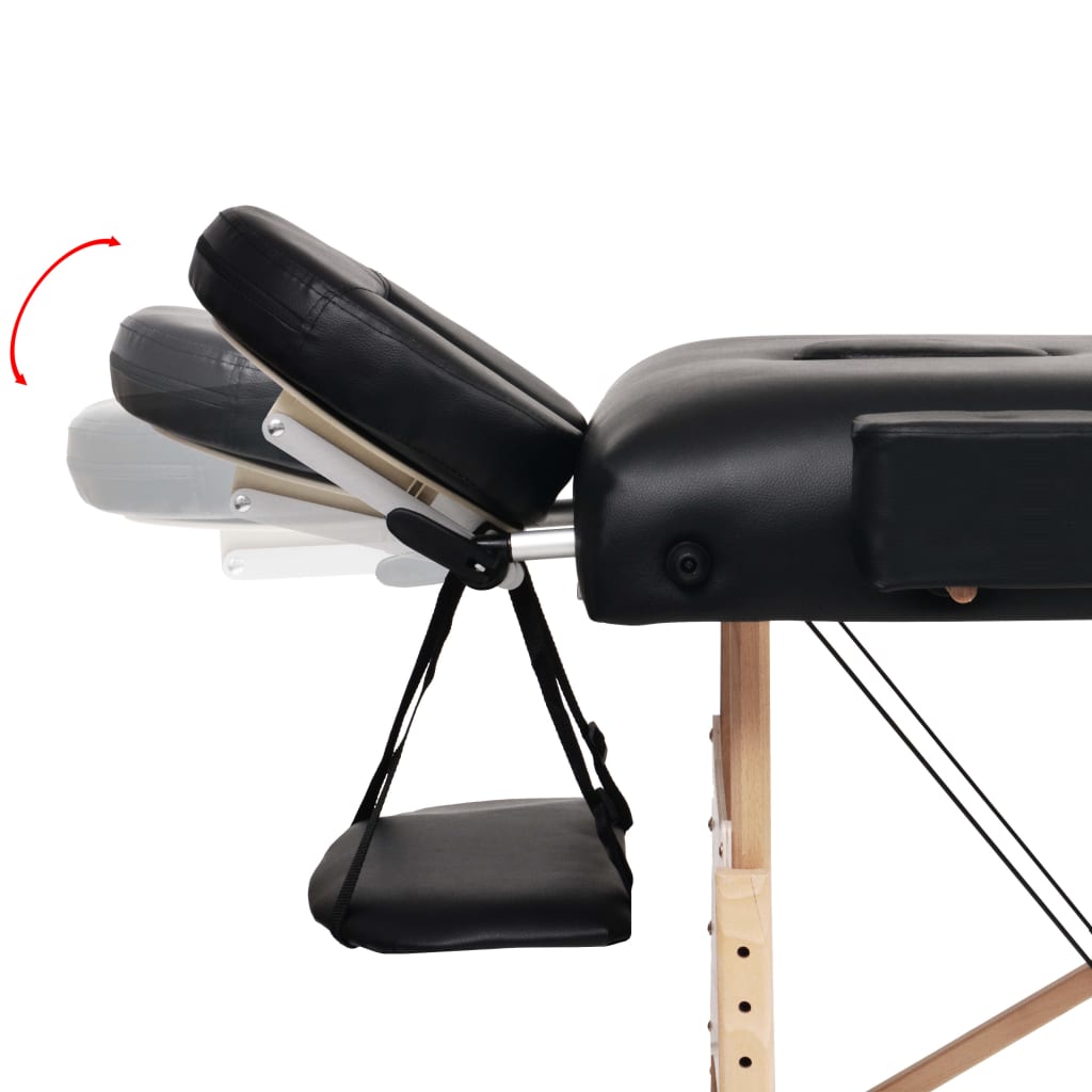 Table de massage pliable à 2 zones 10 cm d'épaisseur Noir