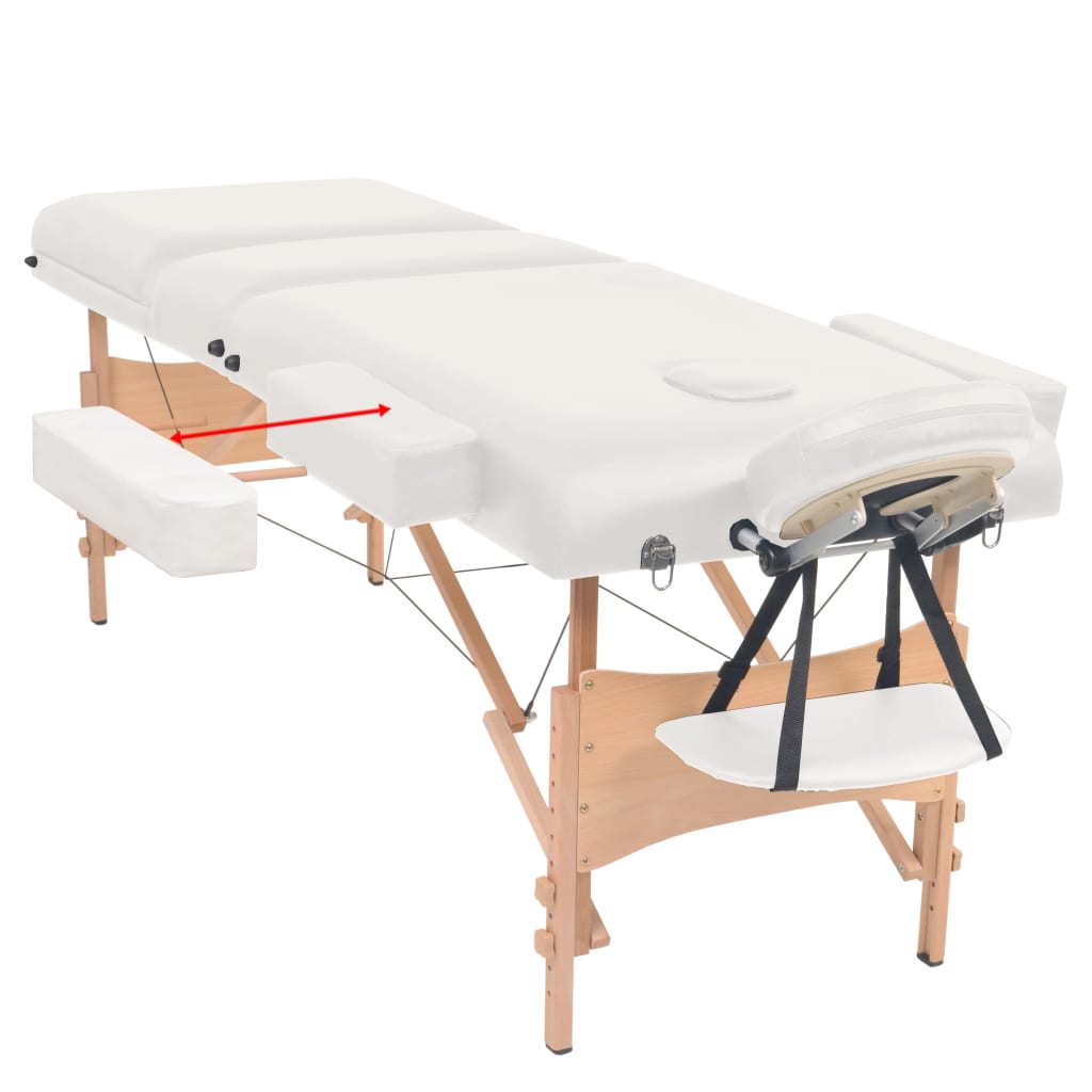 Table de massage pliable à 3 zones 10 cm d'épaisseur Blanc