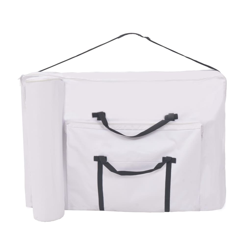 Table de massage pliable à 3 zones 10 cm d'épaisseur Blanc