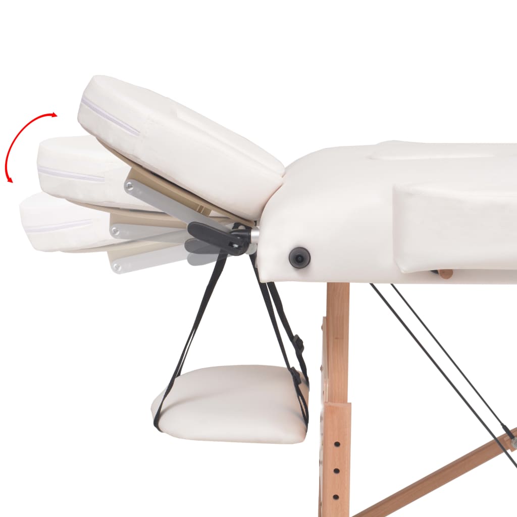 Table de massage pliable à 3 zones 10 cm d'épaisseur Blanc