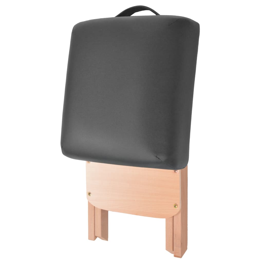 Table de massage pliable et tabouret 10 cm d'épaisseur Noir
