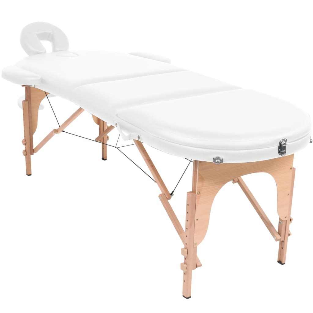 Table de massage pliable 4 cm d'épaisseur et 2 traversins Blanc