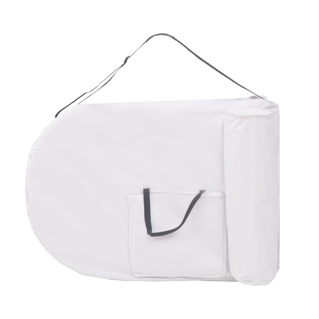 Table de massage pliable 4 cm d'épaisseur et 2 traversins Blanc
