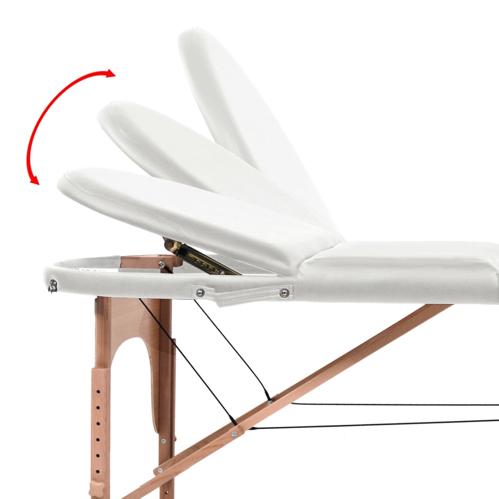 Table de massage pliable 4 cm d'épaisseur et 2 traversins Blanc