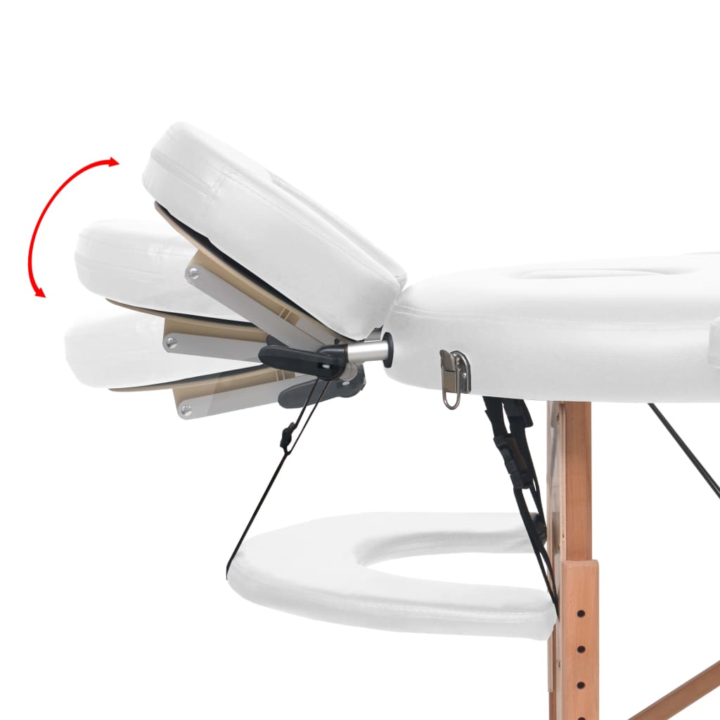 Table de massage pliable 4 cm d'épaisseur et 2 traversins Blanc