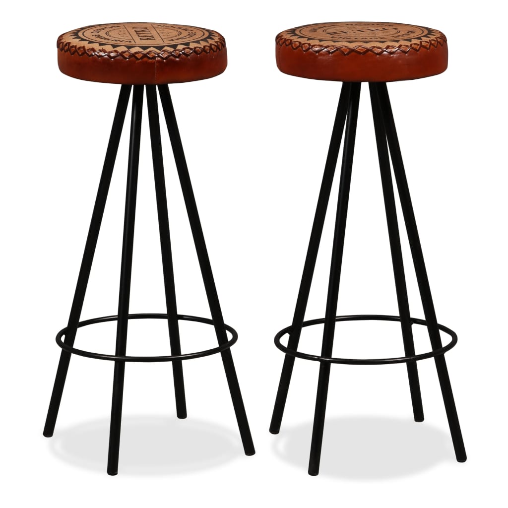 Tabourets de bar 2 pcs Cuir véritable