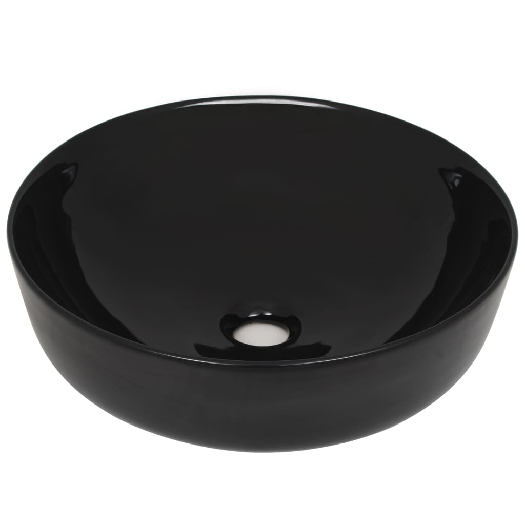 Lavabo rond Céramique Noir 41,5 x 13,5 cm