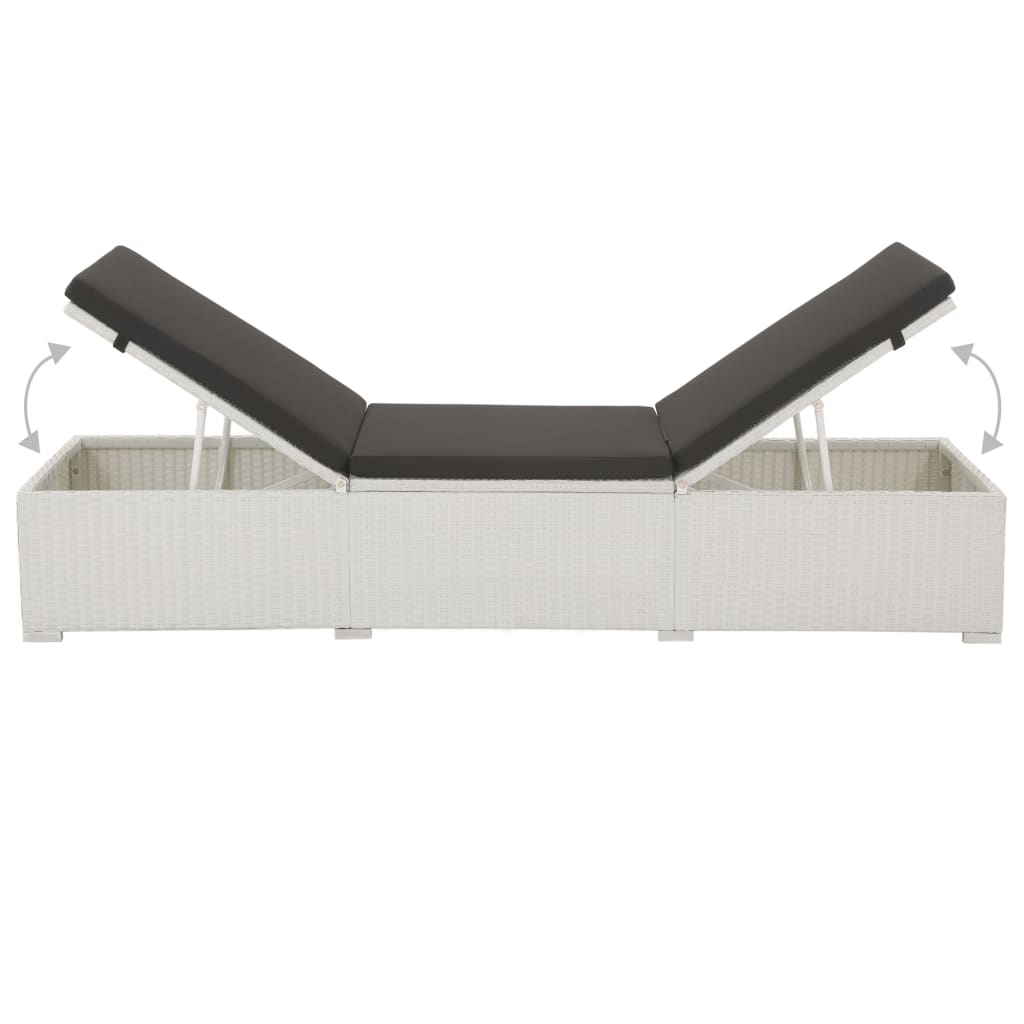 Chaise longue avec coussin Résine tressée Blanc