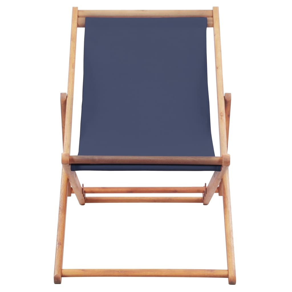 Chaise pliable de plage Tissu et cadre en bois Bleu