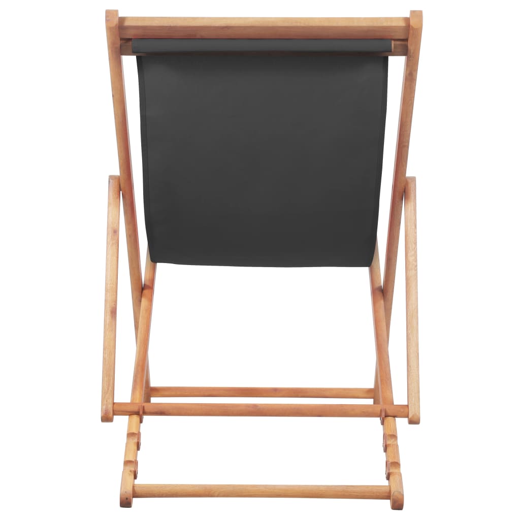 Chaise pliable de plage Tissu et cadre en bois Gris