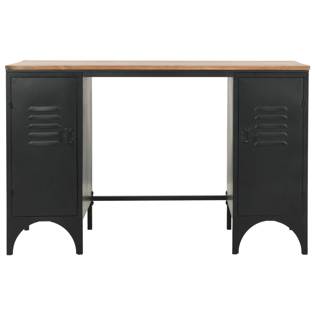 Bureau à double piédestal Bois de sapin et acier 120x50x76 cm