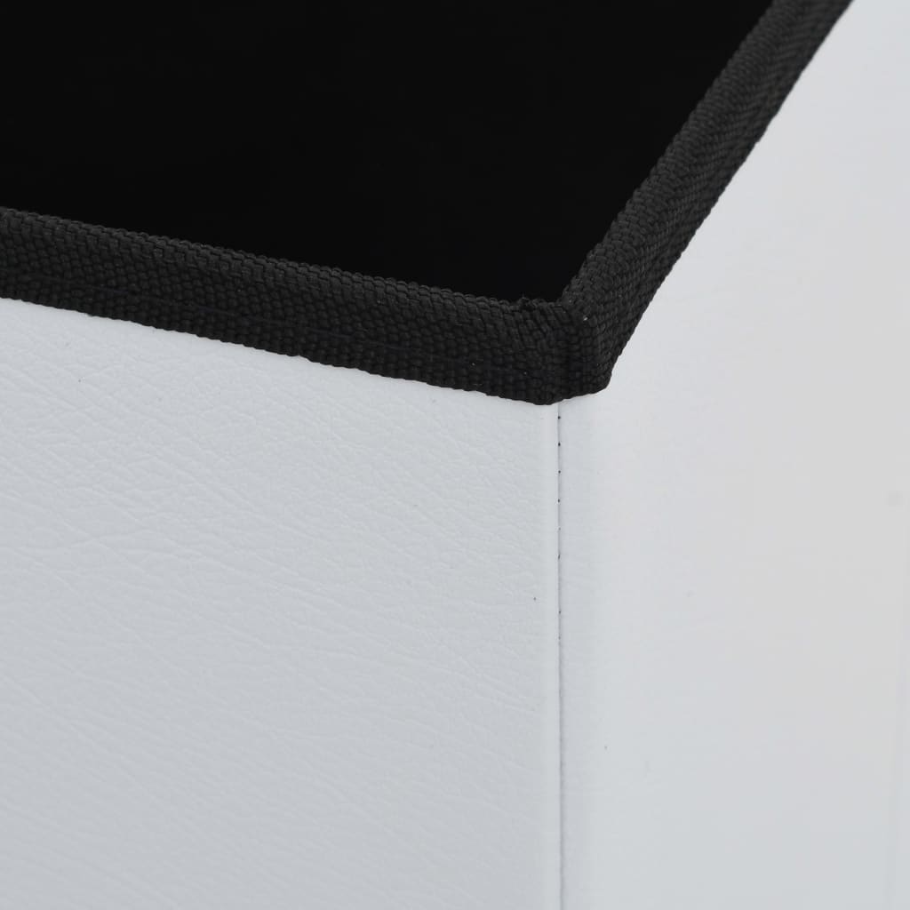 Tabouret de rangement pliable Blanc Similicuir
