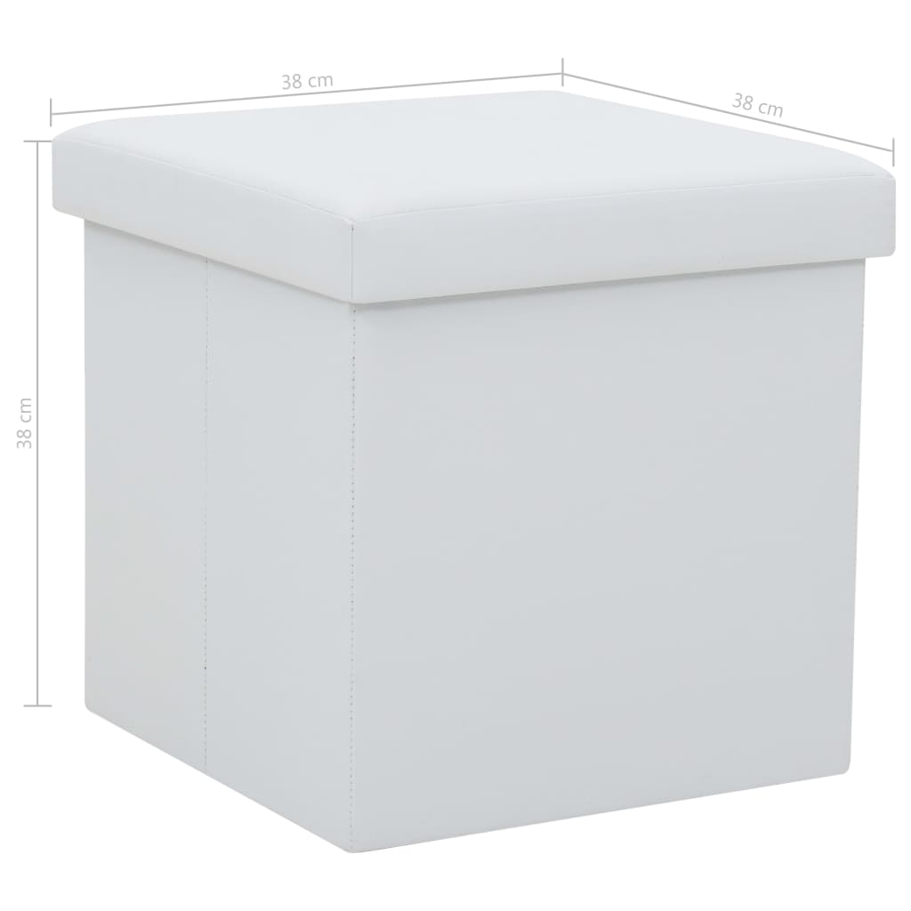 Tabouret de rangement pliable Blanc Similicuir