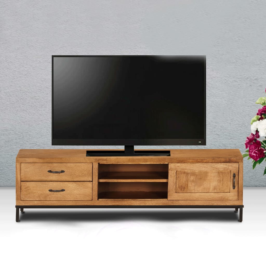 Meuble TV Bois de manguier massif 140 x 30 x 40 cm