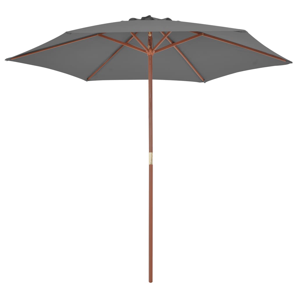Parasol d'extérieur avec mât en bois 270 cm Anthracite
